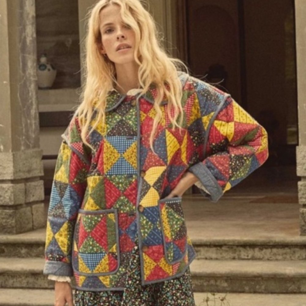 Sold Out Dôen Starling Jacket in Countryside Patchwork Print - NWT Size Small